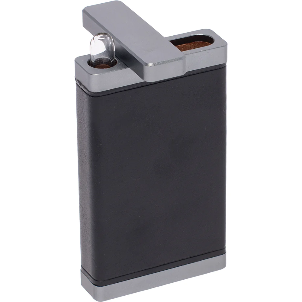 Black Leather & Silver Dugout with Glass Chillum