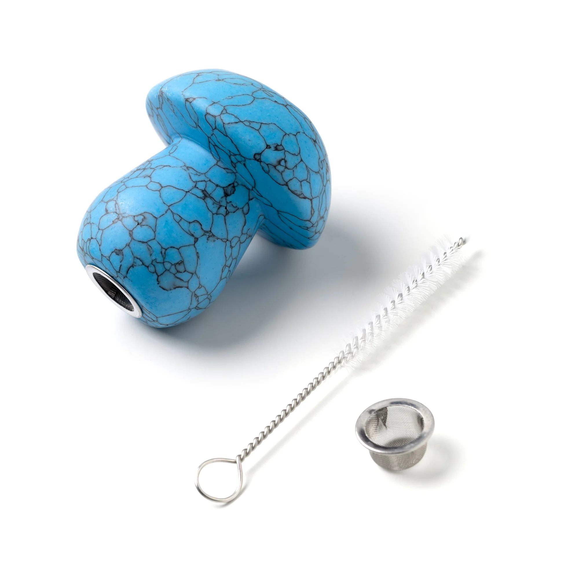 Blue Turquoise Gemstone Mushroom Pipe - Image 4