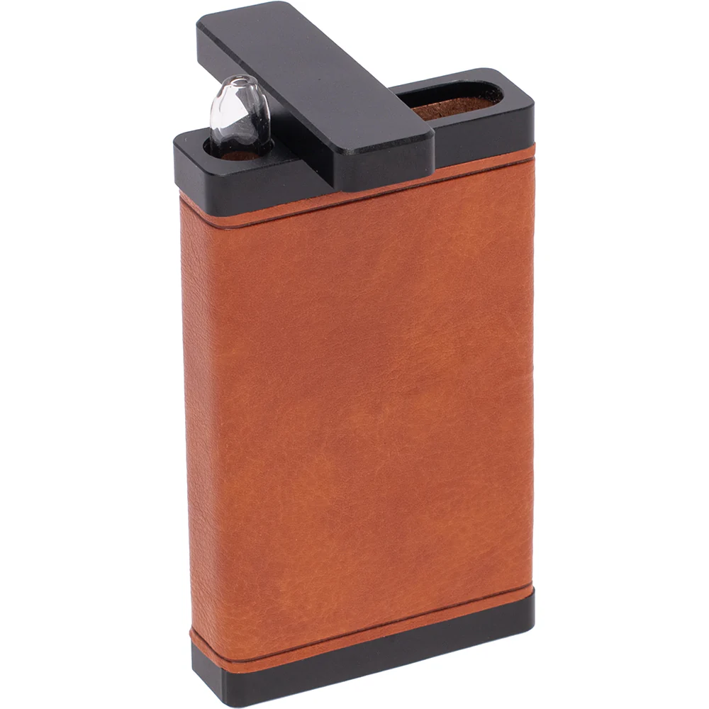 Brown Leather & Black Dugout with Glass Chillum (Copy)