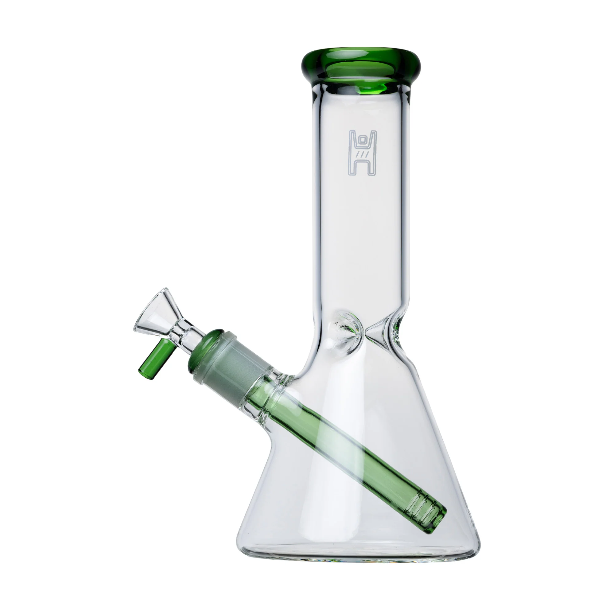 Human Grade 9" Beaker (Clear w/ Green)