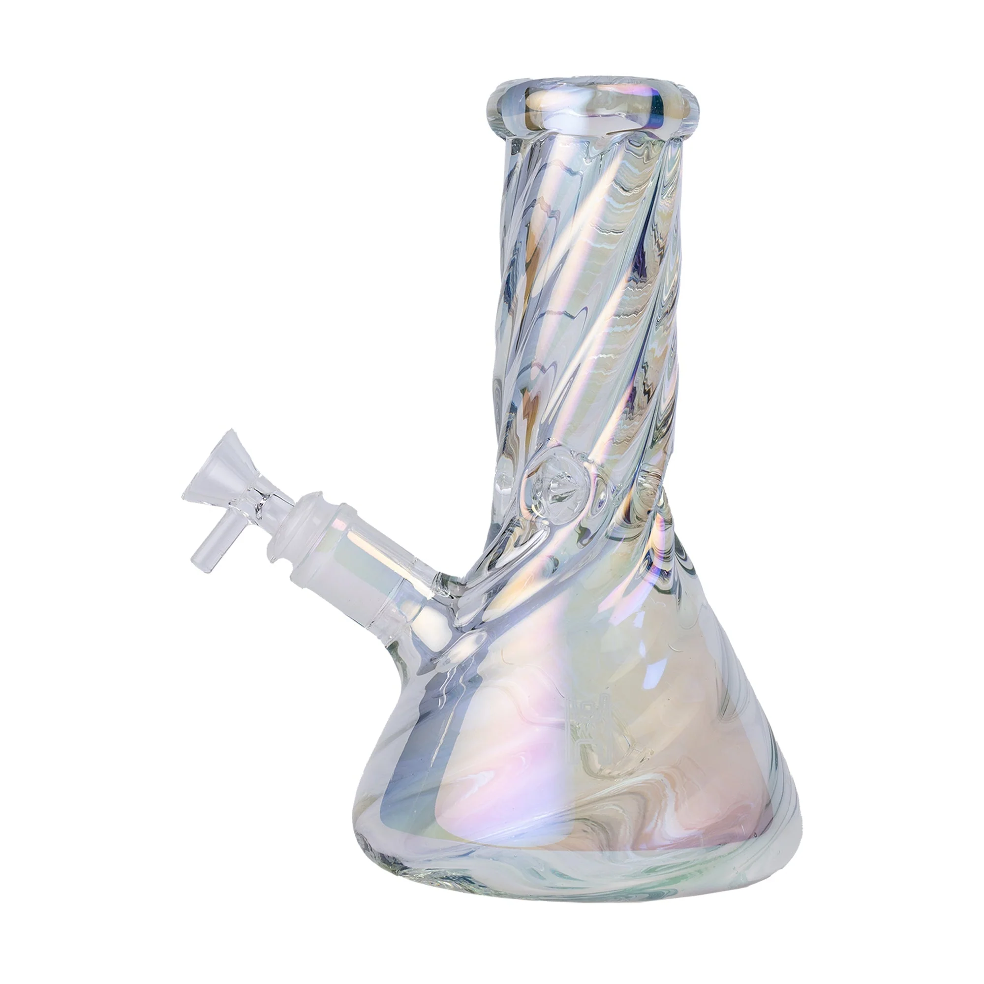 Human Grade Twisted Iridescent Beaker Water Pipe - Image 2