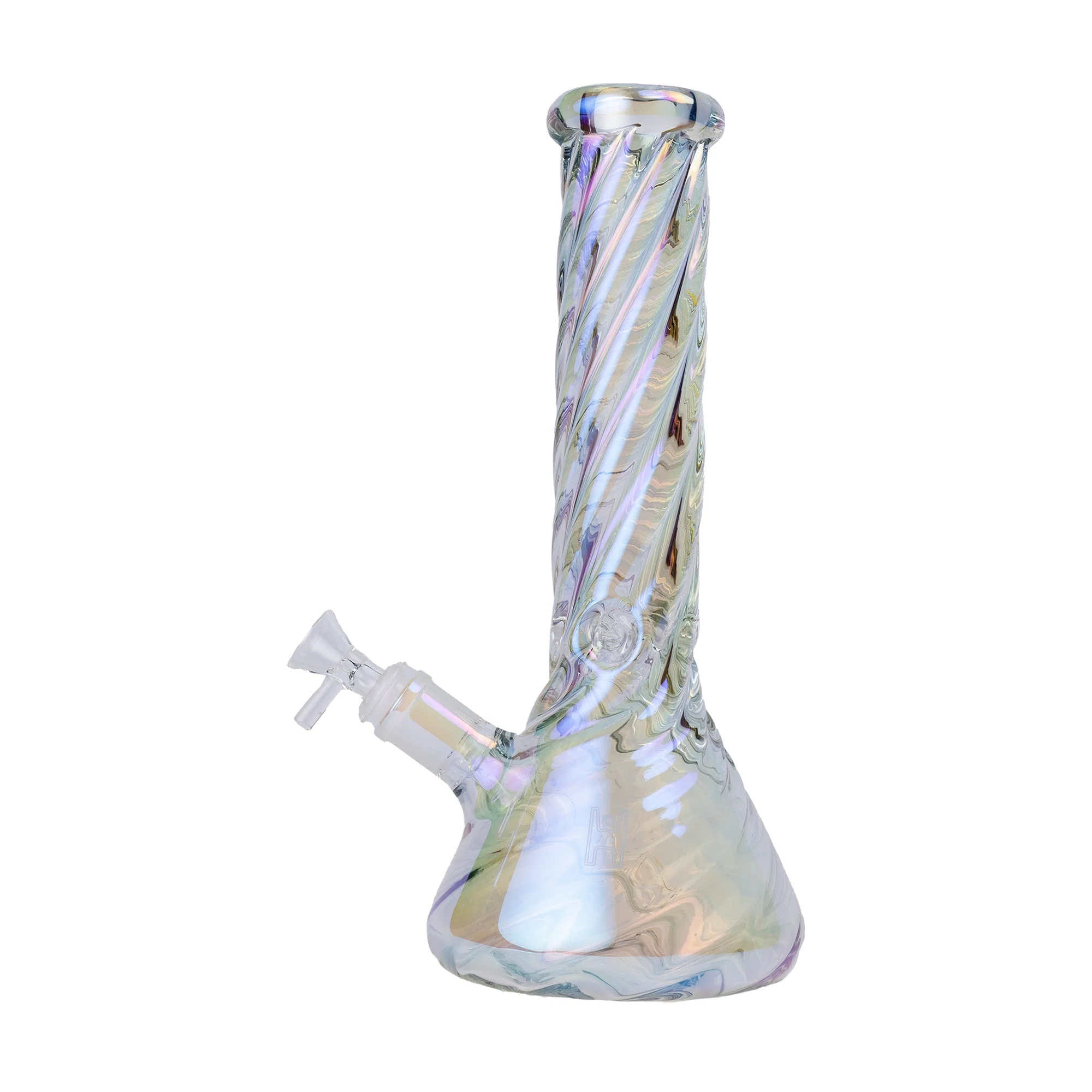 Human Grade Twisted Iridescent Beaker Water Pipe - Image 3