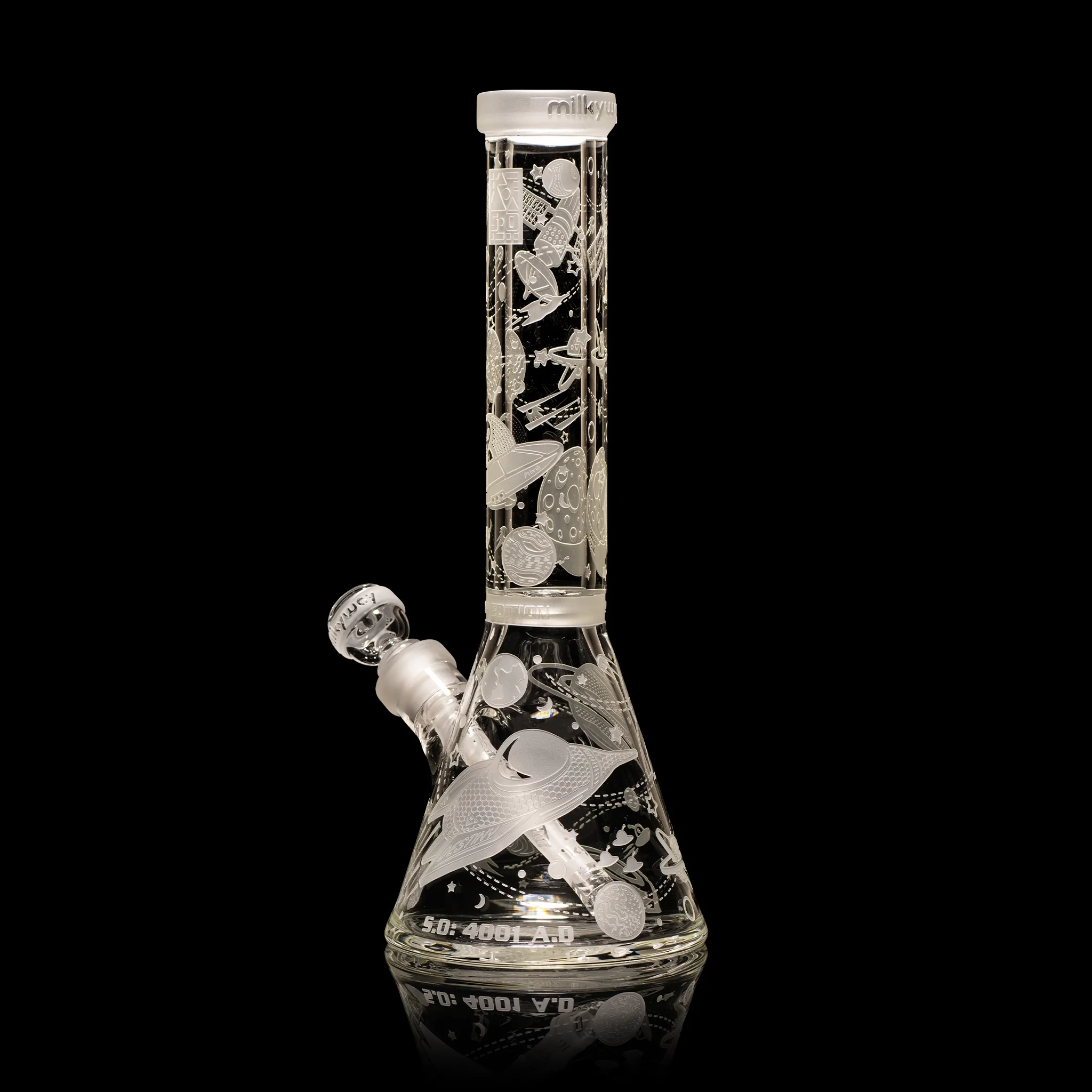 Milky Way Glass Space Odyssey: 4001 AD 14″ Beaker Bong (Clear) - Image 3