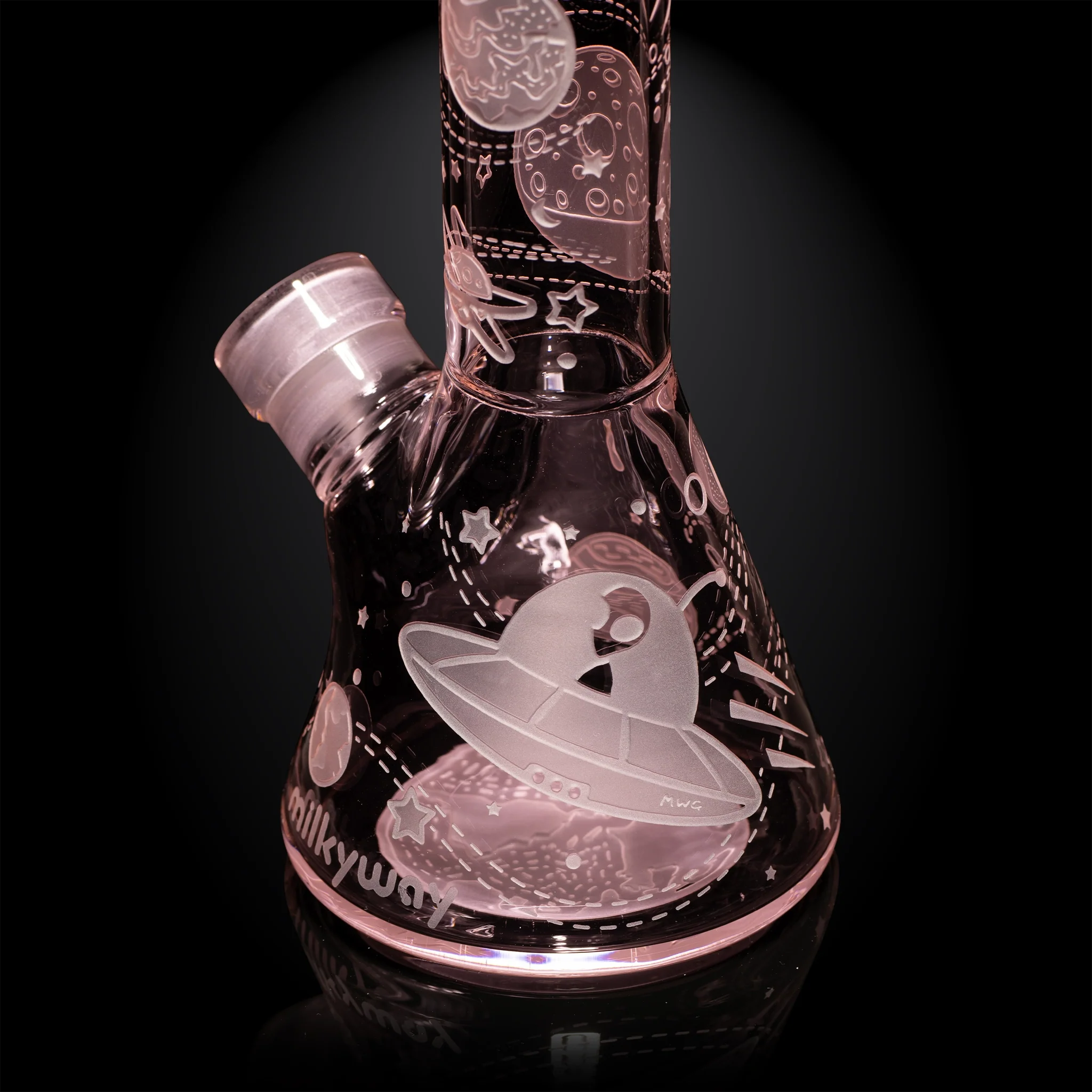 Milky Way Glass Space Odyssey Mini 8" Beaker Bong (Pink) - Image 3