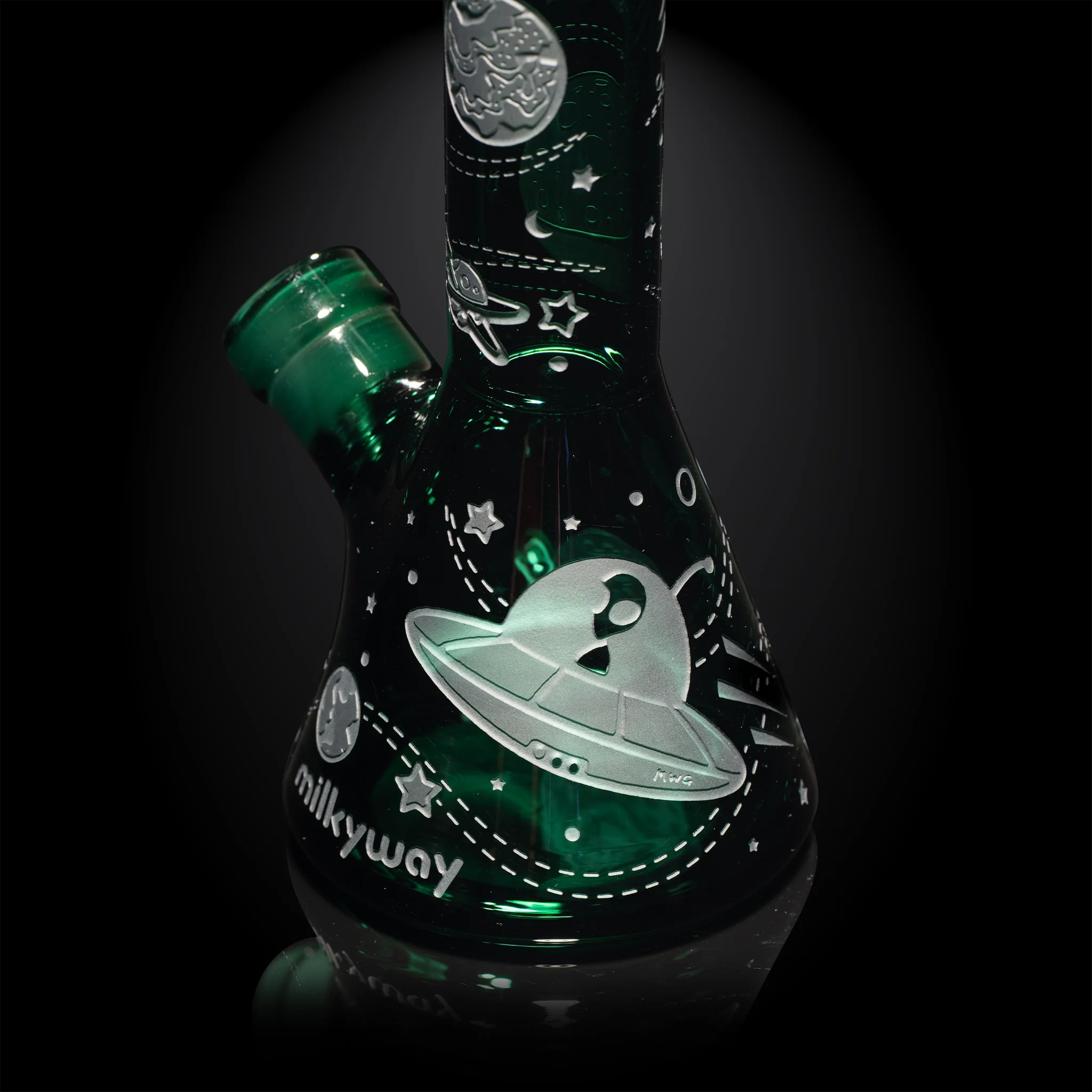 Milky Way Glass Space Odyssey Mini 8" Beaker Bong (Teal) - Image 3