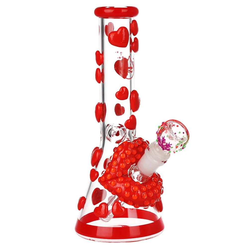 Kiss My Lips Glow In Dark Beaker Glass Water Pipe
