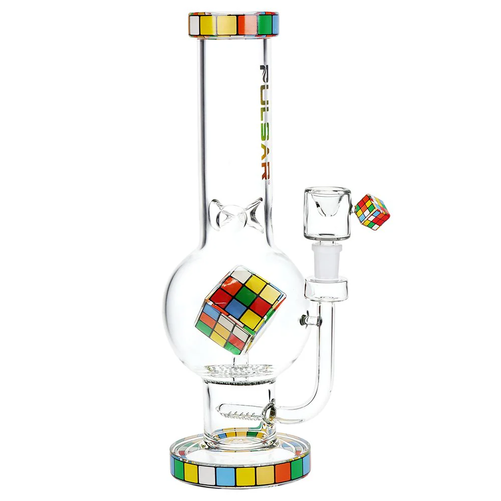 Pulsar Rubik's Cube Perc Bubble Base Glass Water Pipe - Image 2
