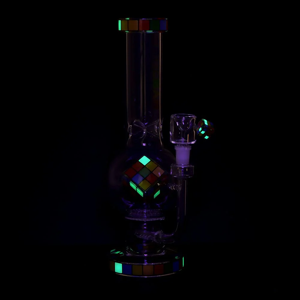 Pulsar Rubik's Cube Perc Bubble Base Glass Water Pipe - Image 9